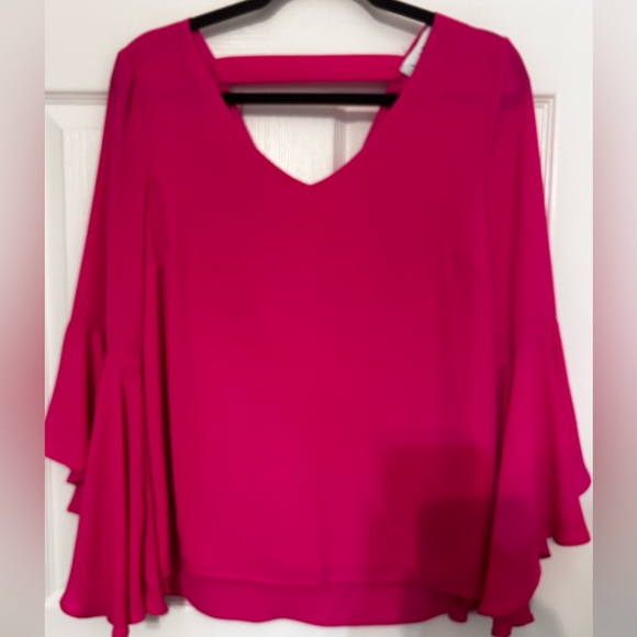Joseph Ribkoff Hot Pink Ruffle‎ Sleeve Blouse Size 6 - Picture 2 of 15